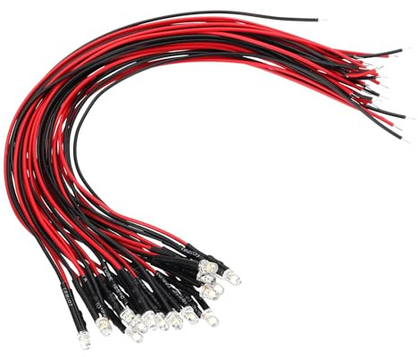 VIAPUICE 20 Pcs 3mm Pre-Wired LED Lights Emitting Diodes Warm White 3V | High Brightness Small Emitting LED Light, Diode Bulb Lamp for DIY Electronics Experiments, Indicator Lights, PCB Circuits