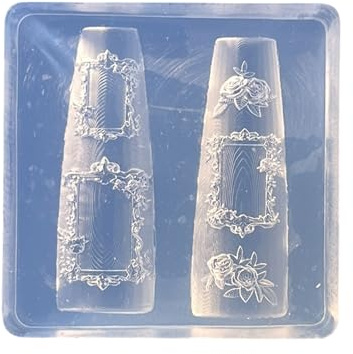 Lot de 2/1 moule à ongles en silicone pour créer des cadres photo complexes pour manucure, décoration d'ongles, moule en silicone