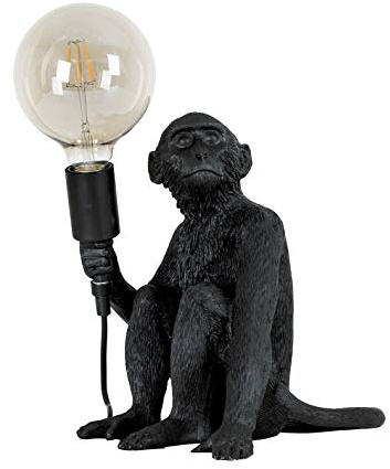 MiniSun | Modern Black Painted Monkey Design Table Lamp | Table Lamps, Home Décor & Improvement Essential | Includes 6W LED Bulb [2700K Warm White]