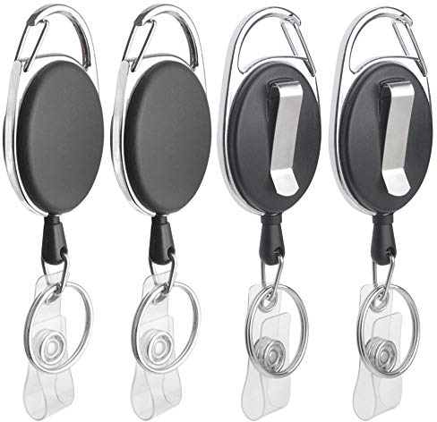 GOGO 4 Stück Ausziehbarer Schlüsselanhänger Ausweisjojo Schlüssel JoJo mit Rollenriemenclip und Schlüsselring