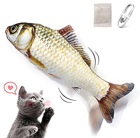 NAMSAN Elektrisk rörlig fisk-kattleksak – kicker tuggleksak med kattmynta, interaktiv floppleksak, USB-uppladdningsbar
