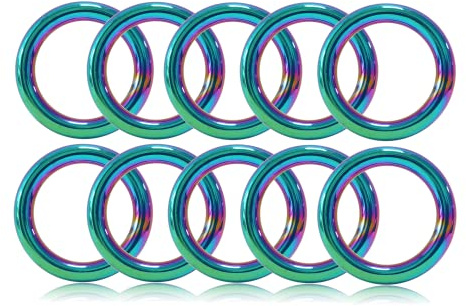Ganzoo O-Ring Regenbogen, Rundring aus Druckguss, geschweißt, nichtrostend, 10er Set für DIY Paracord 550, Hundeleine/Hundehalsband Zubehör, 5 mm Stärke, Nennmaß 25 mm, Maße außen 36 mm innen 26 mm