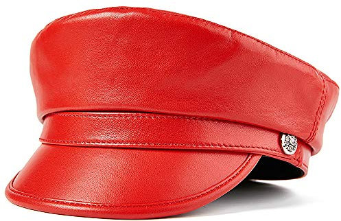 DongBao Army Cap Military Cap Damen Leder Flache Kappe UV Sonnenhut Mit Knöpfe,Kapitänsmütze Herren Damen