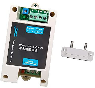 12V DC Wired Water Detectors Water Leak Alarm Module Leakage Flood Sensor with 10A NC NO Relay Output Control, Turns Off Flood Source (White)