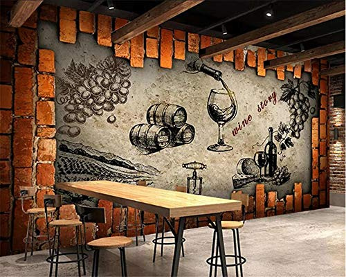 Papier Peint 3D Tapisserie Murales Papier Peint Papier Peint Personnalisé Photo Murale Rétro Style Industriel Salle De Stockage Du Vin Cave À Vin Domaine Salle À Vin Décorative Murale-200 * 140Cm
