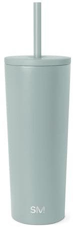 Simple Modern Isolerad Tumbler med lock och sugrör | Iskaffemugg Återanvändbar Rostfritt stål Vattenflaska Resemugg | Vårbrytningsgåvor för henne och honom | Klassisk kollektion | 64 ml | Havsglas salvia