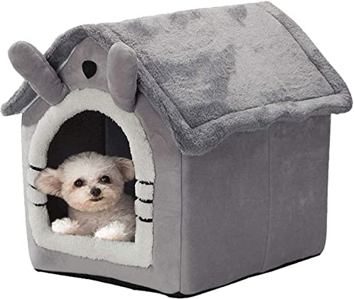 Hundehaus, Haustierzelt, Hundehöhle, Bett für Katzen, warmes Haustier, Schlafhaus, Katzenhaus, Hundehütte, Haustiernest, faltbar, für den Innenbereich, Größe M, Grau