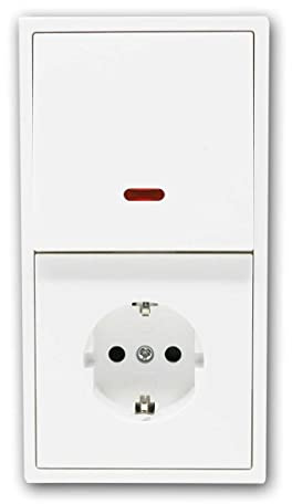 SetTür4 SHALLOW weiß Kontrollschalter + Steckdose, mit 2-fach Rahmen