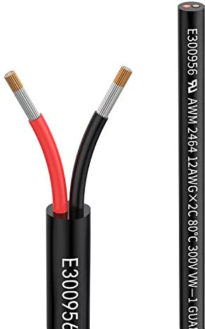 12awg 2×3,3mm² Filo 2 conduttori cavo di prolunga 5metri UL2464 Tensione 5V/12V/24V/300V Filo di rame stagnato a trefoli di rame senza ossigeno Matugajp