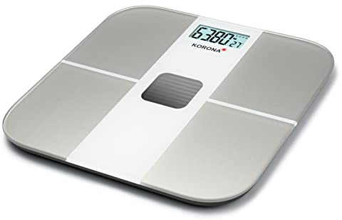 Korona 73165 Solarwaage ALINA | Batterielose Waage | Erzeugt Energie durch Solarpanel | Nachhaltig | Edle Glaswaage | Tragkraft 180 kg, Einteilung 100 g | Sicherheitsglas