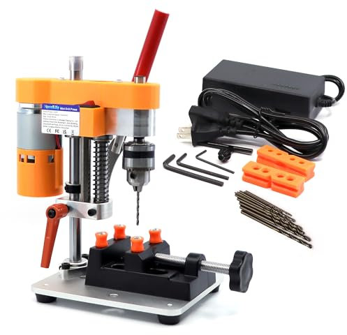 NovelLife Mini Drill Press Precision Benchtop Drilling Machine Elecric Portable Table Driller CNC 795 Motor B10 Chuck Metal Wooden DIY Jewelry Making Crafts Tool