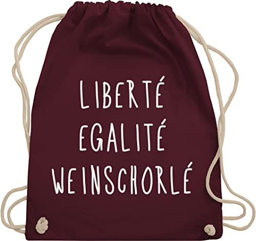 Shirtracer Turnbeutel Rucksack - Sprüche Statement mit Spruch - Liberte Egalite Weinschorle - Unisize - Bordeauxrot - stoffbeutel festival beutel+rucksack+mit+sprüchen sprueche wein beutel