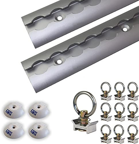 NTG 2 binari per airline, 2 m/1975 mm, semicircolari, in alluminio, con raccordi certificati TÜV, accessori per rimorchio, fissaggio del carico, guida in alluminio, camion, furgoni – con fori argento