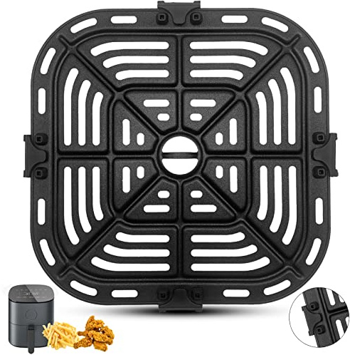 GCQ Air Fryer Crisper Plate for COSORI Air Fryer 4.7L,9-in-1 Compact Air Fryers Oven CAF-L501,20.9×20.9 CM Air Fryer Rack Replacement Parts Accessories Grill Plate Grill Pan Tray with Rubber Bumpers