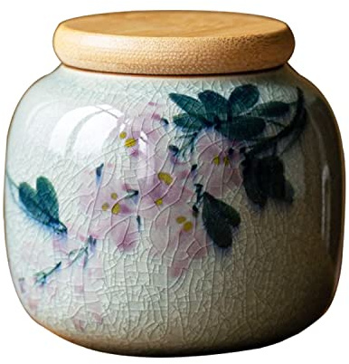 CAGFINY Ceramic Tea Canister Japanese Style Tea Coffee Sugar Storage Pots Jars Ceramic Traditional Tea Caddy for Kitchen
