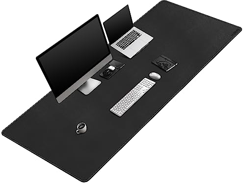 Mydours 170x60 cm Extra große PU-Leder Schreibtischunterlage in Schwarz, doppelseitig mit verschiedenen Texturen, optimale Nutzfläche, robuste und langlebige Verarbeitung, leicht zu reinigen Mauspad