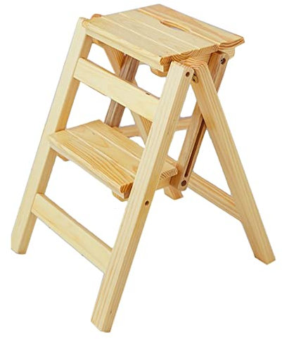 Tabouret d'escalade d'intérieur, escabeaux en Bois, Tabouret Pliant Portable à 2 marches, Parfait pour la Maison, Le Bureau, l'entrepôt, échelle de Chaise, escabeau Mobile, étagère |