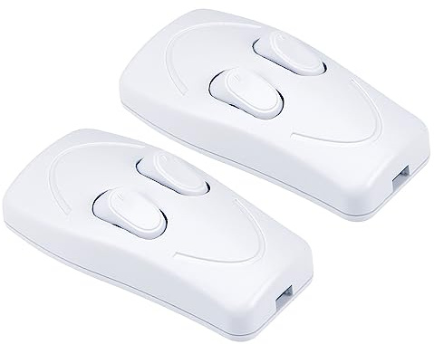 QUARKZMAN AC 250V 1A Lampe Inline Kabel Schalter x 2Stk [Weiß] | Leicht Ein Aus Wippschalter Knopf Linie für Wohnzimmer