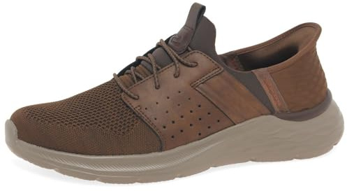 Skechers Garner Newick - Zapatos sin Cordones para Hombre, Tela sintética marrón Oscuro, 40 EU