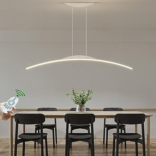 LED Pendelleuchte Esszimmerlampe Esstisch Hängelampe Dimmbar mit Fernbedienung Hängeleuchte Modern Höhenverstellbar Pendellampe für Esszimmer Küche Wohnzimmer Decken Hängend Lampe (Weiß, L80cm)