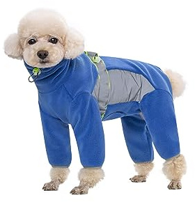 BT Bear Hundemantel, 4-Bein Ganzkörperjacke mit D Ring, Reflektierend, Verstellbarer Jumpsuit Reißverschluss, Warme Wintermäntel für kleine Hunde, Mittlere Hunde (M, Blau)