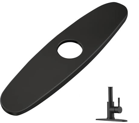Tap Hole Cover,Escutcheon Plate for Bathroom or Kitchen Sink Faucet Single Hole Mixer Tap,10 Inch Stainless Steel Faucet Deck Plate (Matte Black)