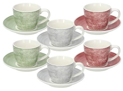 Tognana Petra, confezione 6 tazze caffè con piattino, porcellana, multicolor