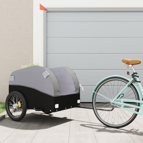CIADAZ Lastenanhänger für Fahrrad Schwarz und Grau 45 kg Eisen, Fahrradanhänger, Lastenanhänger Fahrrad, Anhänger Fahrrad, Lastenanhänger Für Transport - 94133