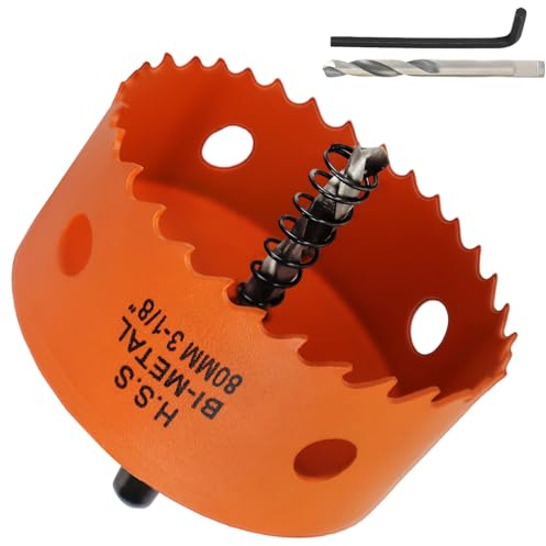 Sierra perforadora de 80 mm, HSS bimetal, broca perforadora de madera con vástago hexagonal y taladro, fresa de agujeros universal para madera, madera contrachapada, plástico, paneles de yeso,