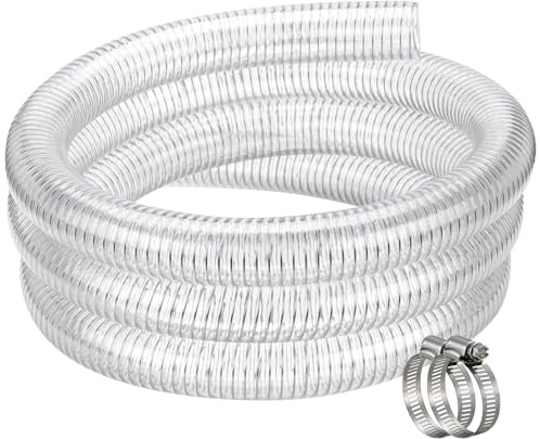 ZY-hosetube Flexible Hose 1 1/2 id - 5ft Clear PVC Spiral Steel Wire Reinforced Vinyl Tubing 1.5 inch Plastic Vacuum Pipe Flex Suction Hose for Dust Collection Boat Marine Pump, Drain Water Fuel Gas