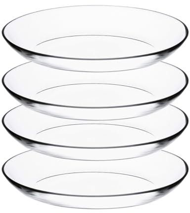 JUANIO Set de Table, Service de 8 Assiette Creuse Ovale, Plat de Service en Verre Transparent - Diamètre 25 x Profondeur 19 x Hauteur 3.4 cm