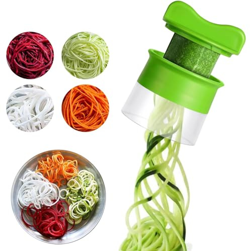 Handheld Spiralizer Vegetable Slicer, Upgrade 4 in 1 Adjustable Spiral Slicer, Veggie Spiral Cutter Pasta Spaghetti Maker for Carrot, Fruit, Cucumber, Potato, Pumpkin, Zucchini, Noodle