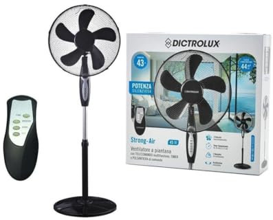 OISE ART STORE Trade Shop - Ventilatore A Piantana con 5 Pale con Telecomando H 140 Cm ø 43 Cm 45 Watt