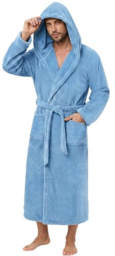 PJGGZ Bata de baño para hombre con capucha, suave y larga, súper absorbente, de secado rápido pero cálida