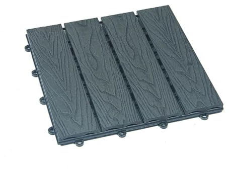 Home Deluxe WPC Klickfliesen BAVARO PREMIUM - Anthrazit 10 m² - Holzoptik | Terrassenfliesen Holzfliesen Klickfliese Bodenfliesen