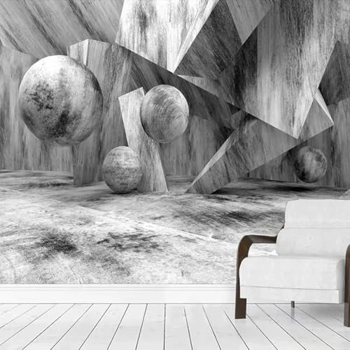 MIXUEXUNLU Wall Mural Sphere 3D Ball Stone Cement Wallpaper Restaurant bar ktv Living Room Space Wall Painting