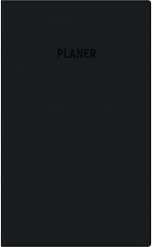 Zettler Taschenplaner 1W/1S schwarz 2026 – Wochenplaner 10 × 16 cm, 64 Seiten, 1 Woche auf 1 Seite, Wochenzählung, Mondphasen, Sonnenzeiten, 3-sprachiges Kalendarium, Adressheft, FSC