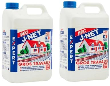 Nettoyant J-net Bec Gros Travaux 10l - Détruit dépôts vert & noirceurs - Nettoyant Puissant multi-surface - Redonne aux façades, toitures, sols leurs état d’origine - Made in France.
