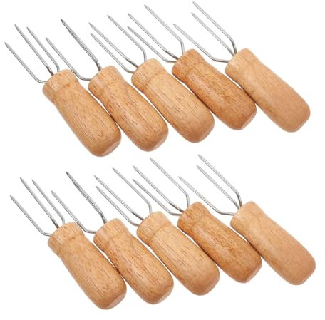 TOYANDONA 10piezas Soportes y Mangos De Madera Brochetas para Maíz para Barbacoas y Fiestas
