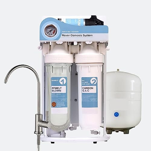 EDEDE Umkehrosmosefilter, Premium 5-stufiges Umkehrosmosesystem mit Wasserhahn und 3,2-G-Metalltank – 50 GPD, Leistung: 220–240 für die Küche unter der Spüle