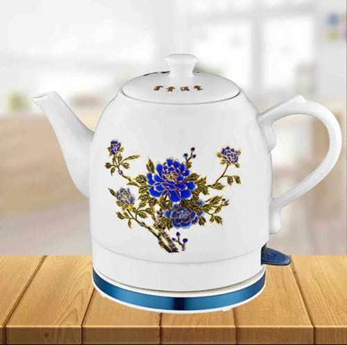 Electric Ceramic Cordless Blue And White Porcelain Kettle - Quickly Boil Water for Tea, Coffee, Soup And Oatmeal - Ceramic Electric Kettle