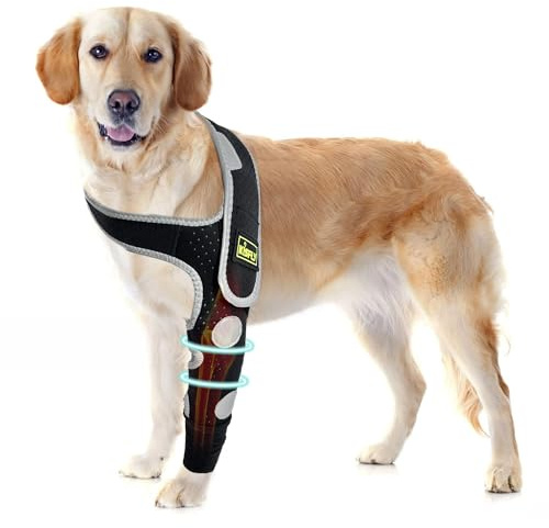 Schulter- und Ellenbogenbandage für Hunde, Anti-Leck-Ärmel für Schulterluxation, Ellenbogenverletzungen, postoperative Erholung – reflektierend, atmungsaktiv, Hunde-Vorderbeinstütze, Kegel-Alternative