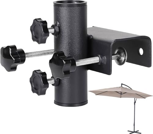 ARTGUTS Sonnenschirmhalter,Robuster Metall Balkonschirmhalter,Einstellbar Balkonhalterung für Sonnenschirme Balkon Terrasse,Gartenzaun(schwarz)