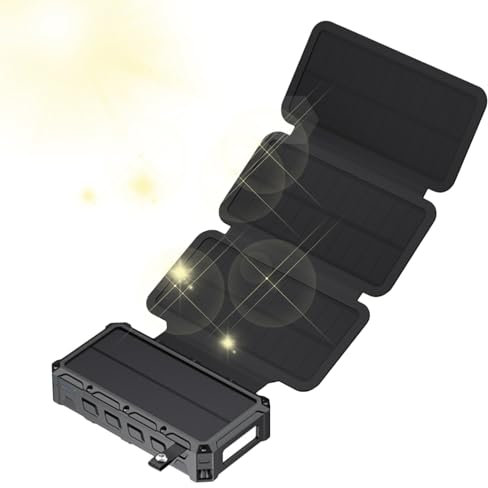 Power Bank Solaire Pliable Portable Alarme Intégrée, Boussole