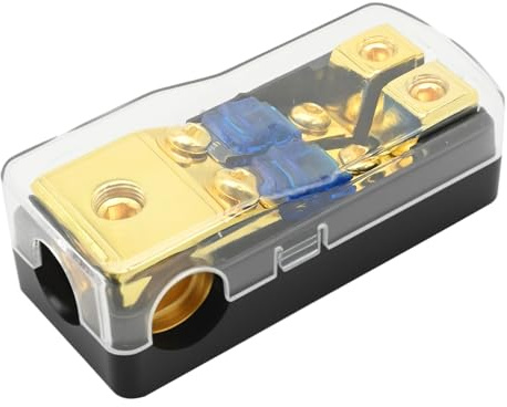 Hoypeyfiy 60A Mini ANL Sicherungshalter 0/4 Gauge In 4/8 Gauge Out, 2 Way Car Power Distributor mit 60 Amp Blade Sicherungen, für Car Audio Stereo Car Battery Fuse Holder