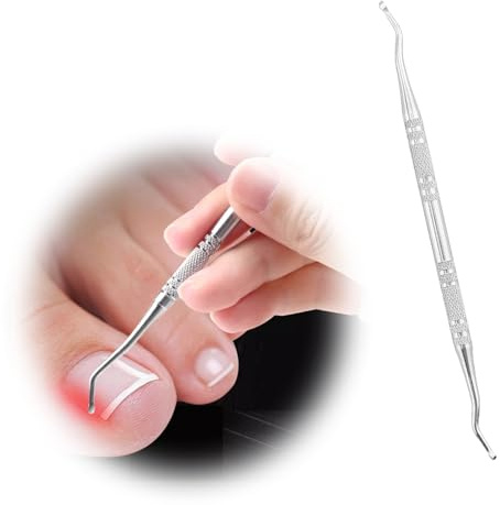 tiyiyok Eckenheber Fußpflegeinstrument, Eckenheber mit Geradem und Gebogenem, Hochwertiger Edelstahl Pediküre Werkzeug, Geeignet für Pediküre und Nagelpflege 1 Stk