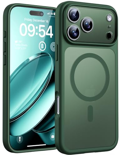 TOCOL for iPhone 17 Pro Max Case, Compatible with MagSafe, Alpine Green | Full Camera Protection, Built-in Magnets, 15FT Military-Grade Shockproof Thin Slim Translucent Matte Phone Cover