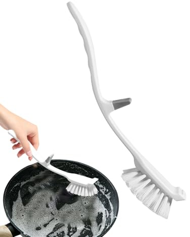 Scouring Brush for Kitchen - Saucepan Cleaning Utensils | Stiff Bristles, Long Handle - Cast Iron Cleaning, Pots, Cookware & Sink