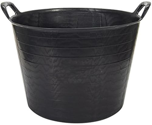 ANTIHUMEDADES Pack 5 Capazos con Asa Reforzada (Negro, 42l) - Flexibles y Resistentes: Jardinería, Construcción, Lavanderías, Tareas Agrícolas