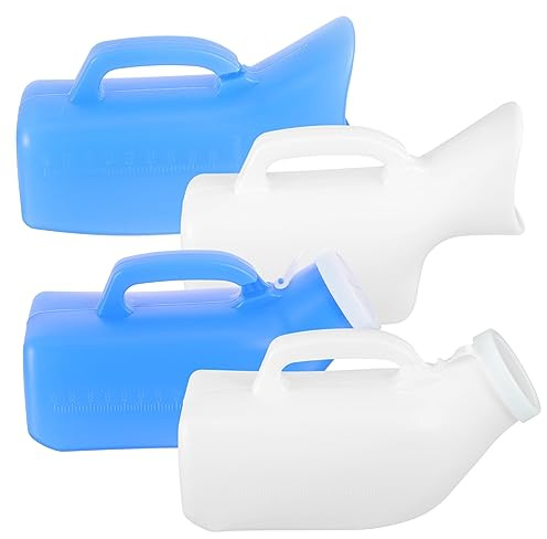 WEKADRIN 4 Stück Urinflasche aus Kunststoff mit Deckel Leichtes Urinal für Haushalt und Unterwegs 1200 Ml Fassungsvermögen Geeignet für Senioren und Damen